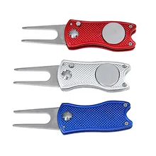 Foldable Golf Divot Tool with Golf Ball Tool Marker Pitch Groove Cleaner Golf Pitchfork Golf Accessories Putting Green Fork Foldable Golf Divot Tool with Golf Ball Tool Marker Pitch Groove Cleaner Golf Pitchfork Golf Accessories Putting Green Fork