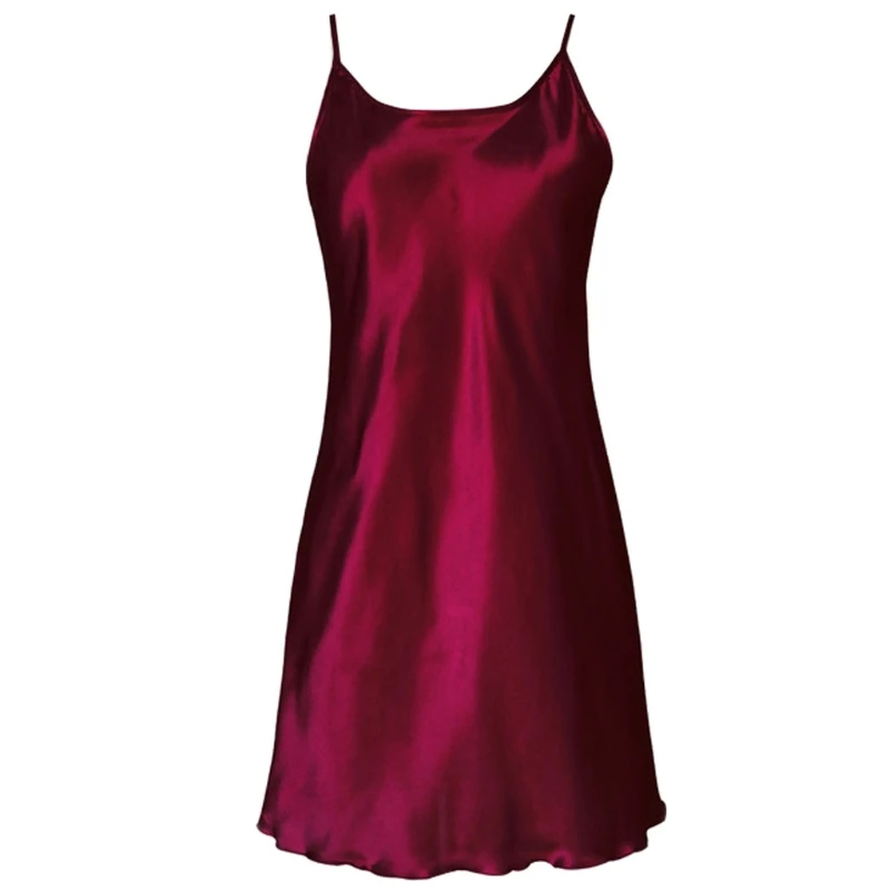Женская атласная ночная рубашка сексуальный подол в форме лотоса Слинг платье сорочка Мини-ночная рубашка - Цвет: NO.WR nightdress