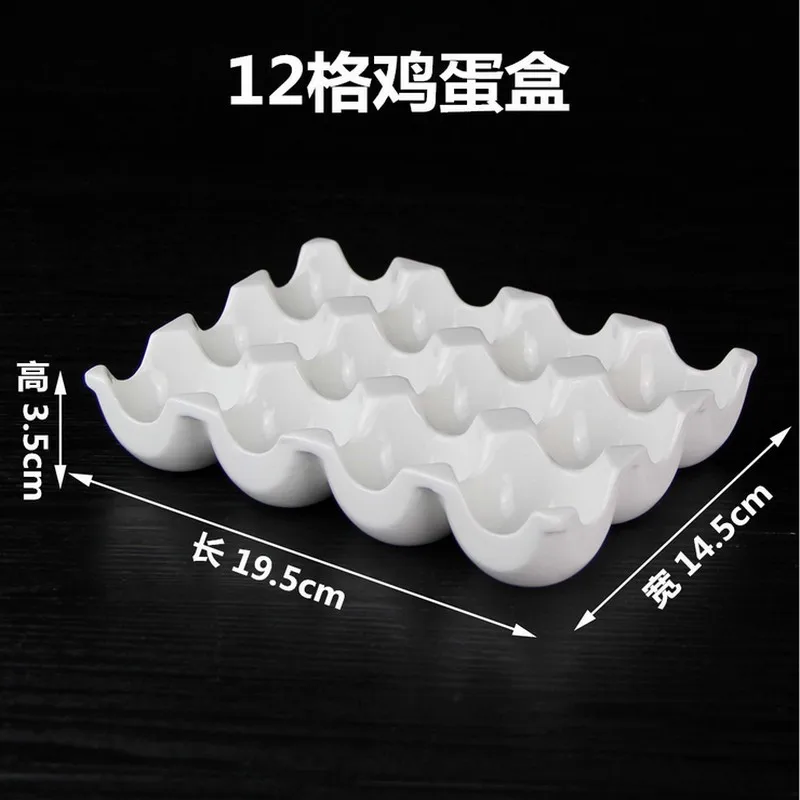 

Creative 12 grids white ceramic egg tray container storage box refrigerator 6 grids egg holder & egg cup Free shipping