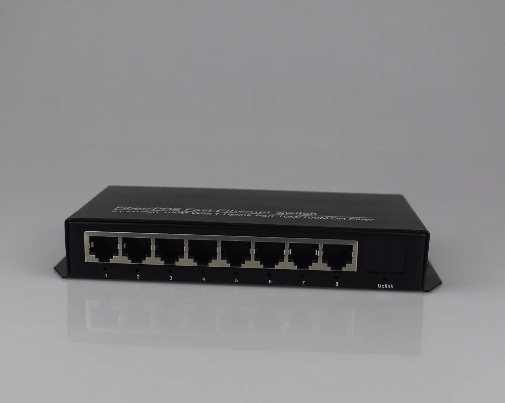 2 порта 1000 Мбит/с sc волокна и 8 портов RJ45 fast ethernet волокна переключатель Single-mode fiber media converter 20 км