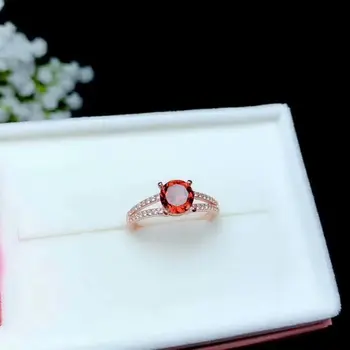 

SHILOVEM 925 silver real natural red garnet rings open trendy party wholesale Fine women gift new plant 7*7mm bj0707111ags