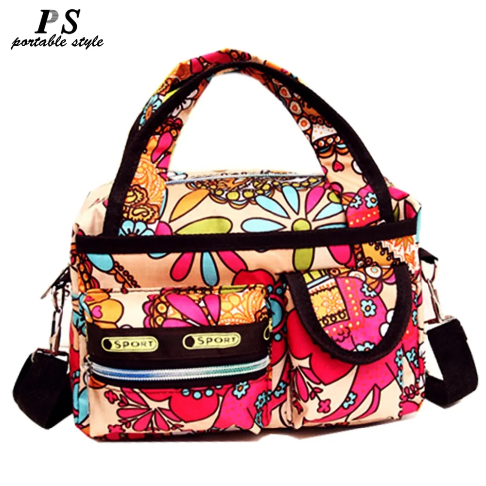 

Women Messenger Waterproof Beach Bag Print Flower Shoulder Bag Cross Body Canvas Hobo Bag Nylon Oxford Fabric Femininas Handbag