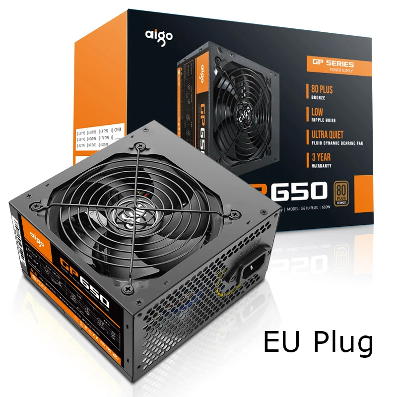 

Aigo 650W Computer Power Supply ATX mini psu itx 80 plus Bronze EU Plug Active Flex ITX PC Power 12V supply