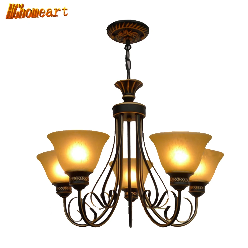 

Hghomeart American country living room chandelier led bedroom lamp pastoral antique creative Mediterranean restaurant chandelier