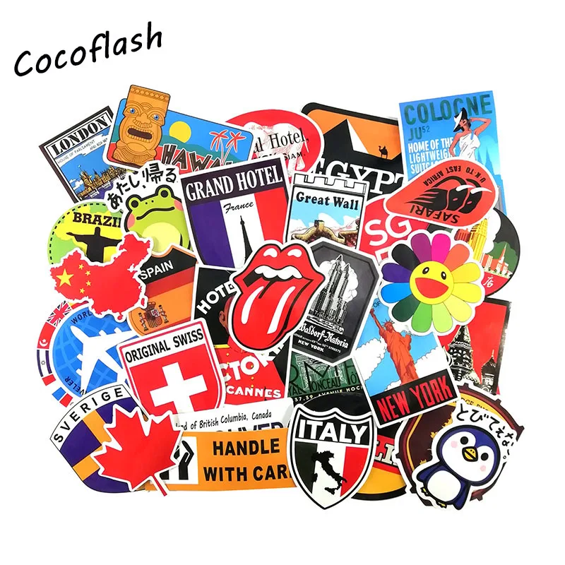 40 Pcs/lot Retro Style Travel Hotel Stickers For Notebook PC Skateboard Bicycle Motorcycle DIY Waterproof Toy Sticker