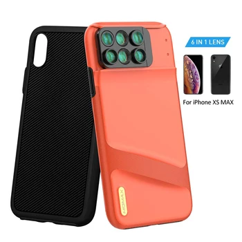 

6 in 1 Phone Lens Case For Apple iPhone XS MAX Double Layers Protection Fisheye 2X Telephoto Wide-Angle 10X/20X Macro
