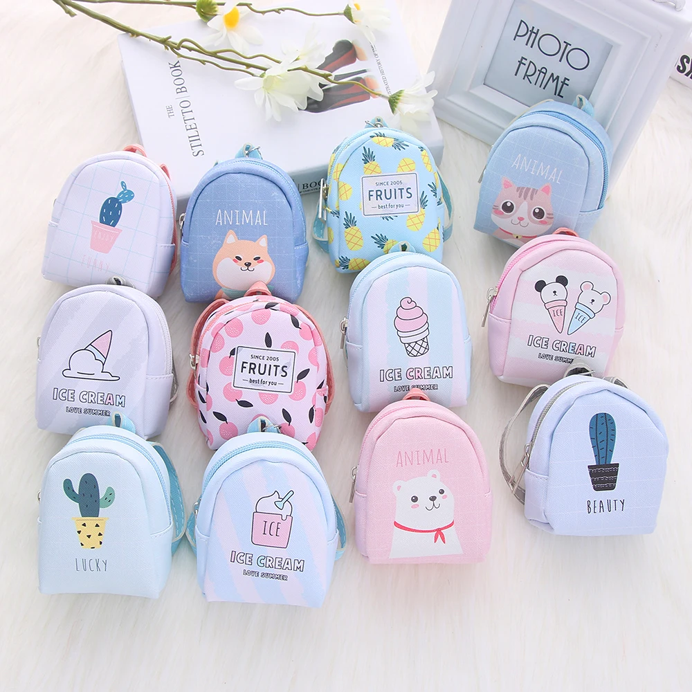 

Small Fresh Mini Back pack Coin Purse Women Creative Purses Girl Cute Cartoon Fruit Cat Headphone Storage Bag Key Wallet