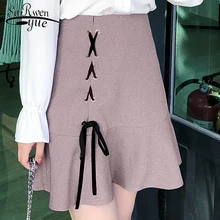 Весна Корейская версия рыбий хвост юбка принцесса фиолетовый Джокер воланом рябить юбка Повседневная сплошная уплотнительная темперамент Воронка 2081 50