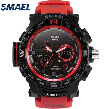 

Fantastic Fashion Red Band Man Sport Waterproof Outdoor Young Men Dual Digital Diplay Watch New Clock Cool Look SMAEL 1531