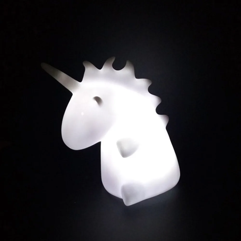 

11*10.5*14.5cm Unicorn Night Light Mini LED Mood Night Lamp Cartoon Toy Intelligence Development White/Colorful Drop Shipping