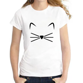 

FIXSYS 2019 Women Tshirt Vintage T Shirt Women Cat Print Kawaii Tshirt Women Korean Style Tee Short Sleeve Shirt