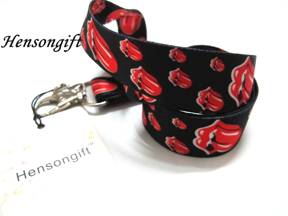 Hensongift девушки Ролинг камень значок шнурок для ключей держатели красные губы телефон шеи ремни