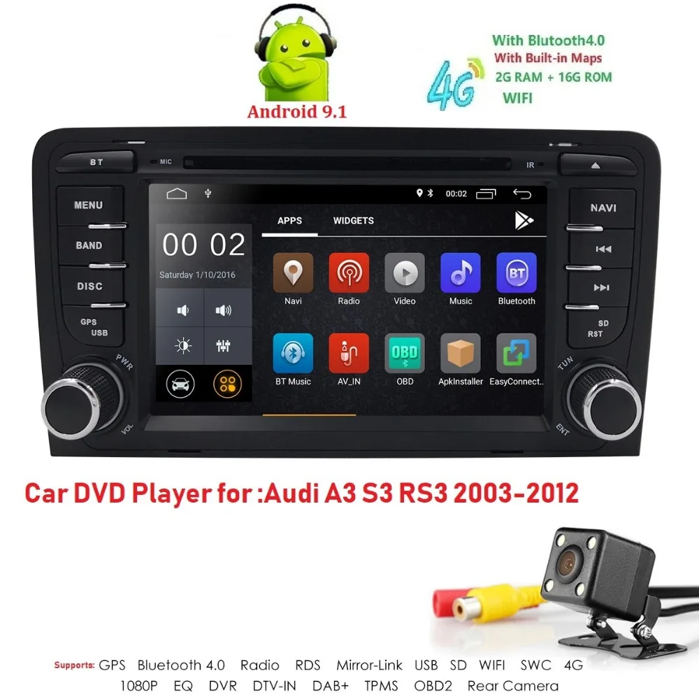 

Android 9.0 4-Core Car Radio Stereo DVD Player GPS Navigation For AUDI A3 S3 DAB OBD2 Bluetooth Headunit +Free Rear Camera+Map