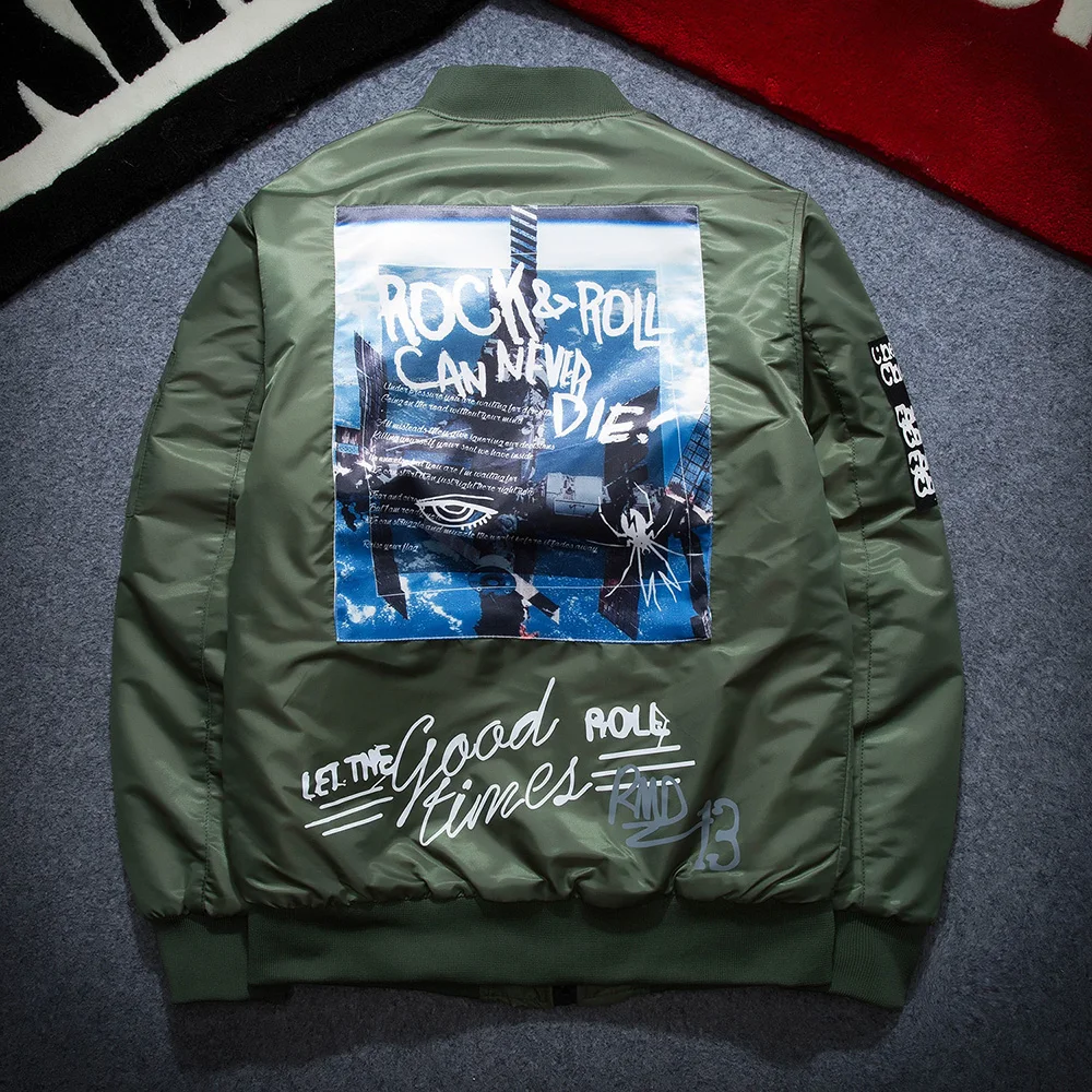 Kaufen Herbst Winter Ma1 Bomber Jacke Männer Armee Pilot Jacken Dicken Jugend Punk Hip Hop Baseball Mantel Männlichen Mode Casual Streetwear