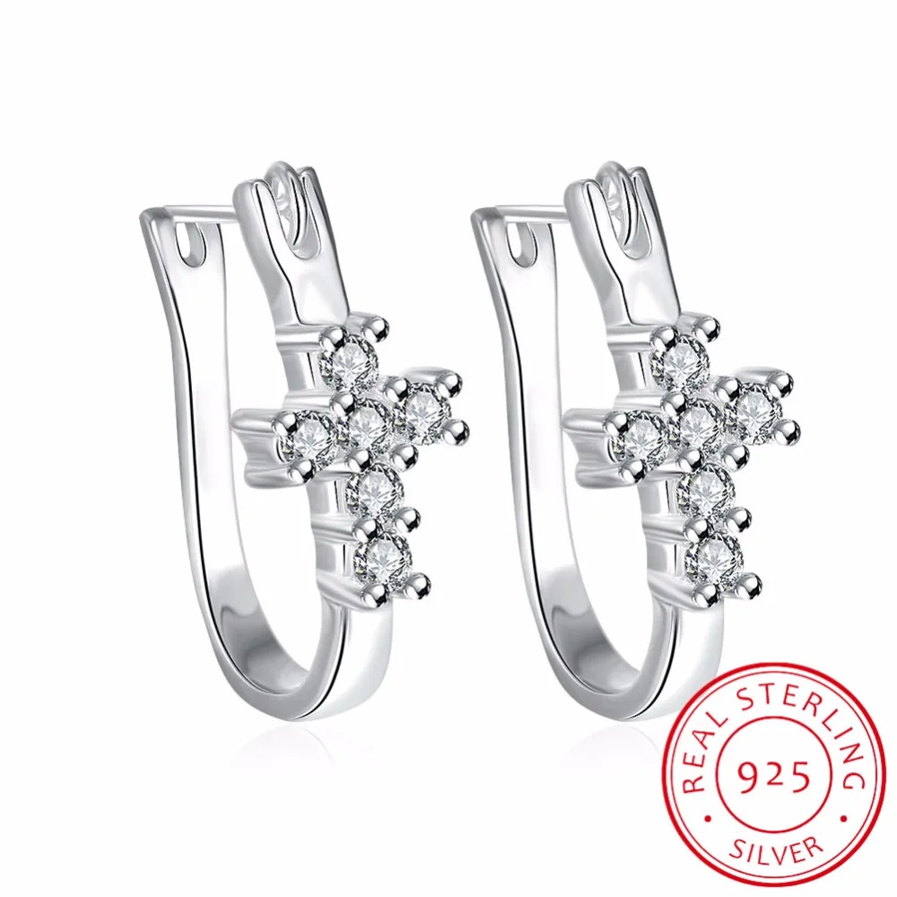 Lekani 925 Sterling Silver Horseshoe Earrings For Women Party Off Lekani 925 Sterling Silver Horseshoe Earrings For Women Party Off Whole Cross With Cz Hoop Fine Jewelry In From