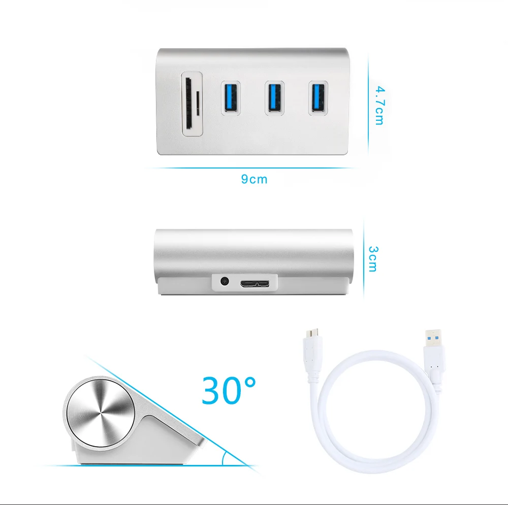 Rocketek USB HUB высокая Скорость Алюминий 3 Порты и разъёмы ЗАО хабы USB 3.0/Power interfac с TF SD Card Reader для iMac ноутбук MacBook Air