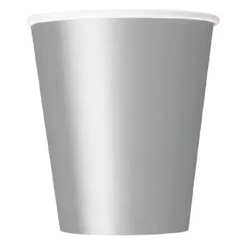 

Boutique DODA 20 Paper Cups (9oz) - Plain Solid Colours Birthday Party Tableware Catering(Silver gray)