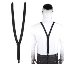 Мужская и женская черная регулируемая эластичная Подвеска для взрослых ремни унисекс Y Форма эластичные зажимы на подтяжках 3 зажима брюки подтяжки