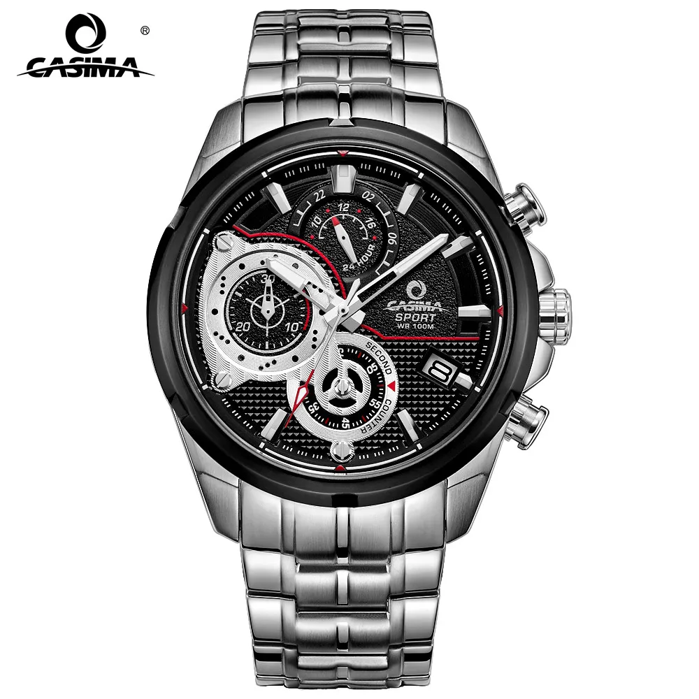 

Luxury Brand watch men stainless steel quartz-watch outdoor sports fashion chronograph waterproof 100m men's watch CASIMA#8303