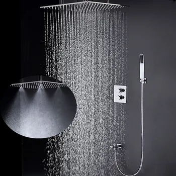 

Bathroom Fixtures 20 Inch Ceiling Rain Shower Thermostatic 3 functions Shower Mixer Spa Mist Showerhead