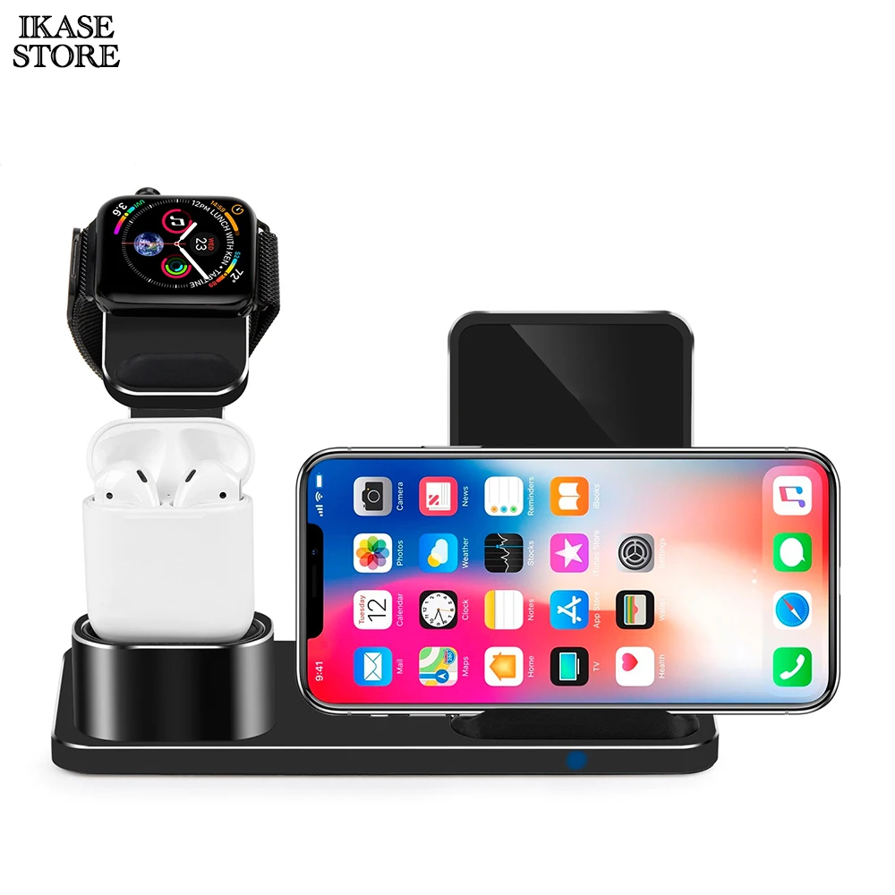 3 in 1 Wireless Charger Stand For iphone Xs X Xr 8 plus Ikase store Qi Mobile Phone Fast Charging | Мобильные телефоны и