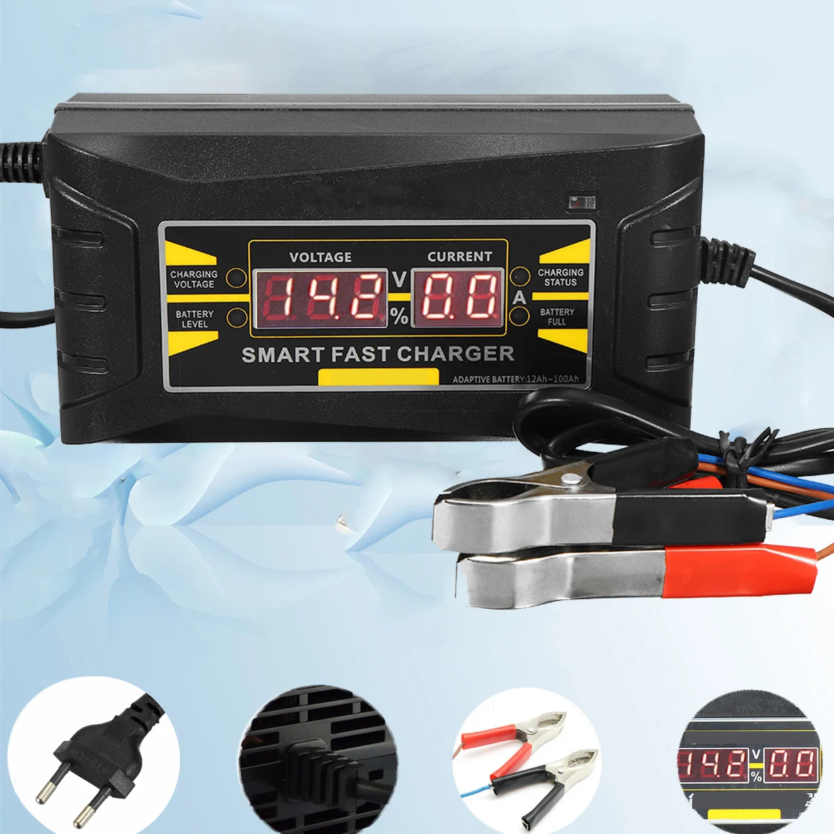  Full Automatic Car Battery Charger 110V/220V To 12V 6A Digital display Smart Fast Power Charging fo