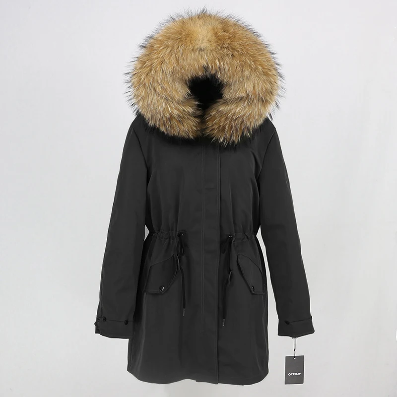 OFTBUY пальто с натуральным мехом, зимняя куртка, Женская длинная парка, воротник из натурального меха, капюшон, Толстая теплая водонепроницаемая верхняя одежда, отстегивается, Новинка