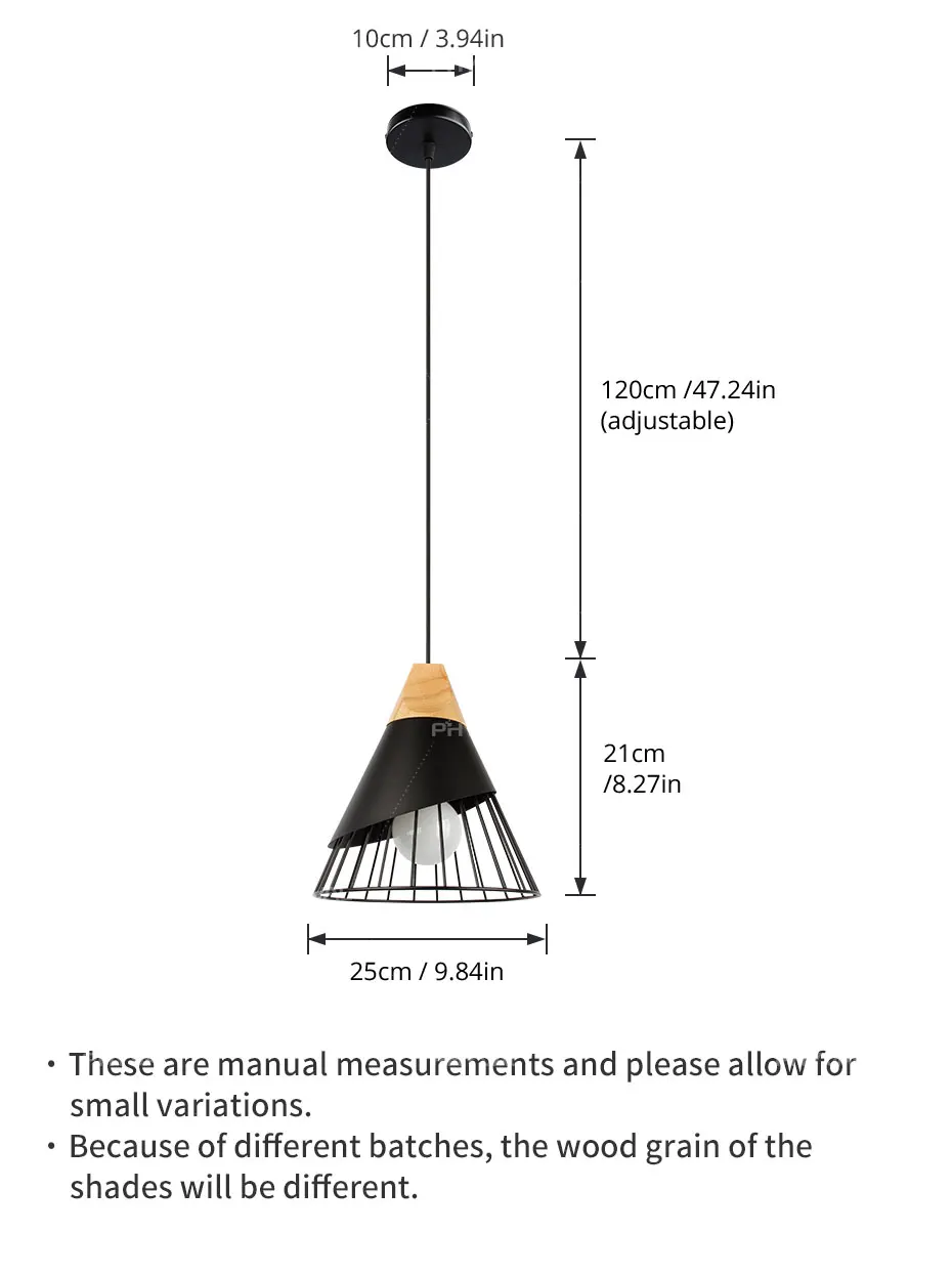 PHYVAL Pendant Lamp Modern E27 Pendant Lights Wood For Bedroom Hanging Lamp Nordic Aluminum Lampshade LED Bulb Kitchen Light