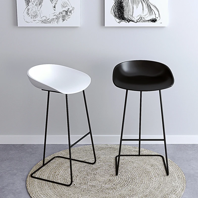 

Nordic Bar Stools Gold Wrought Iron Stool European Modern Minimalist Home Backrest High Chair Creative Net Red Bar