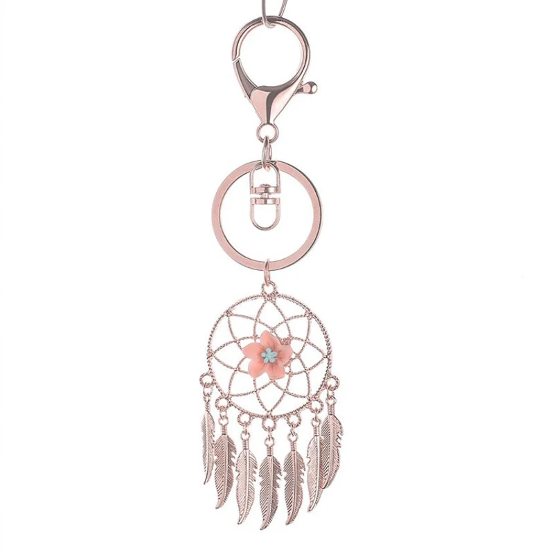 

CDCOTN Fashion Rose Gold Car KeyChain Key Chain Creative Dream Catcher Bag Pendant Simple Gift Car Decoration Accessories
