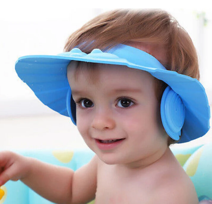 

Adjustable Bathing Cap Hat Prevent Water Into Ear baby Shampoo Cap Children Kid Bath Wash Hair Shield Shower Hats