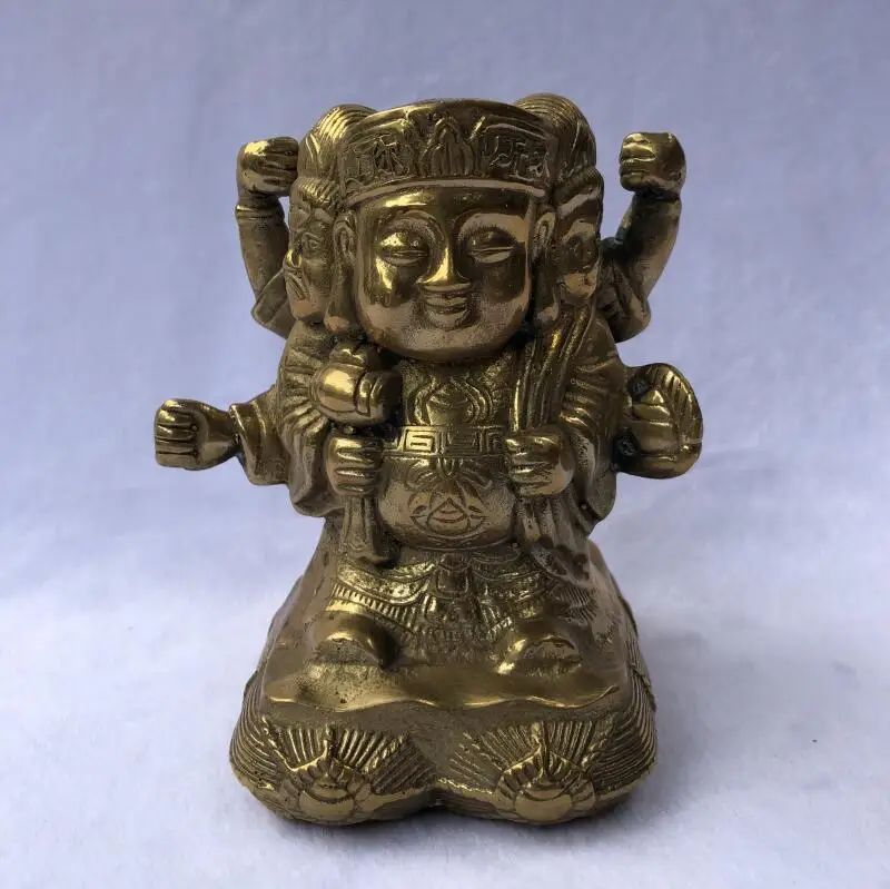 

Pure copper three-sided big black Buddha statue three sides Tantric big black god Caishen bronze lucky home decoration ornaments