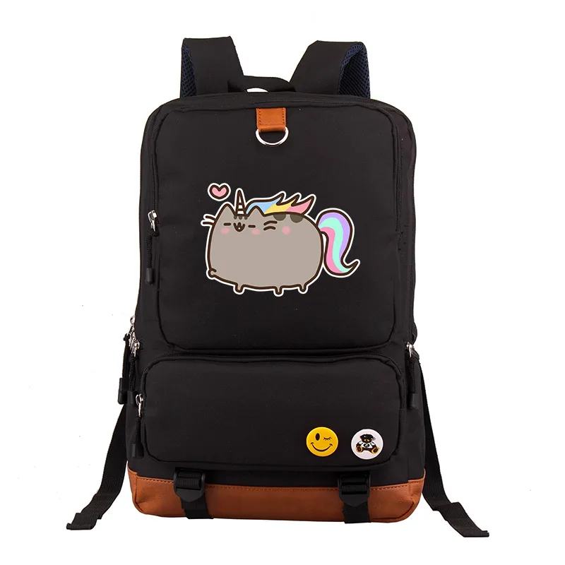 New Arrival Pusheen Cat Printing Backpack Kawaii Women Backpack Canvas