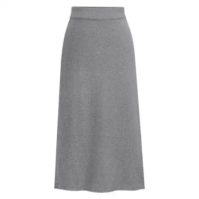 Зимняя трикотажная облегающая юбка размера плюс, юбки с высокой талией, женская уличная длинная юбка, Женская 6xl - Цвет: gray  OMW1400