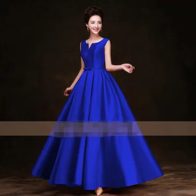 SSYFashion простое толстое сатиновое длинное вечернее платье без рукавов длиной до пола, свадебные вечерние платья для торжеств, вечерние платья на заказ - Цвет: Синий