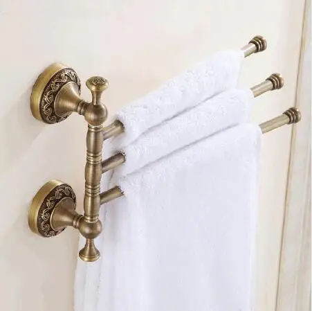 

European copper antique towel rack Toilet towel bar Bathroom antique rotary towel bar Antique activities three tiers towel bar