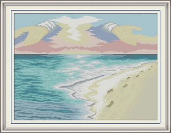 

Beach cross stitch kit aida 14ct 11ct count print canvas cross stitches needlework embroidery DIY handmade