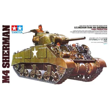 1:35 Scale Tamiya Military Tank Model US Medium Tank M4 Sherman Early Production Tank Building Kit Tank Hobby DIY 35190 1