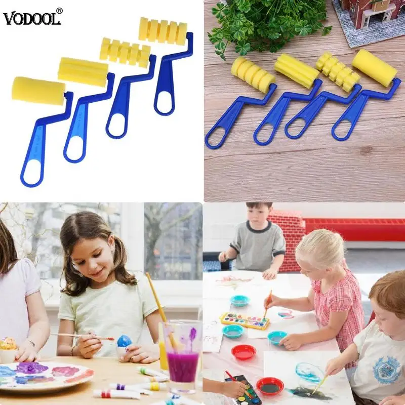Koop 4 stks set Spons Kwast Handvat Tekening Borstels voor Kinderen Kids Graffiti Art Tekenen Schilderen Tool Schoolbenodigdheden HOT Koop