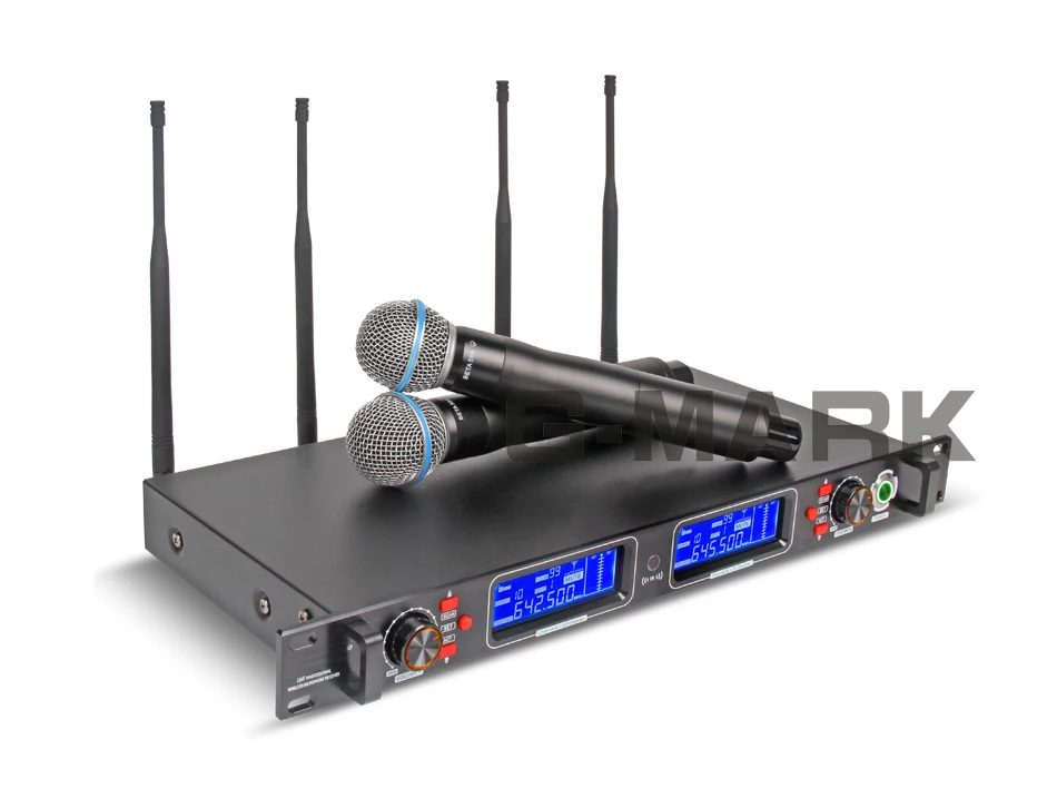 G-MARK Professional UHF Wireless Diversity Receiver System Microphone 2 Channels 2 Handheld Video Karaoke Top quality