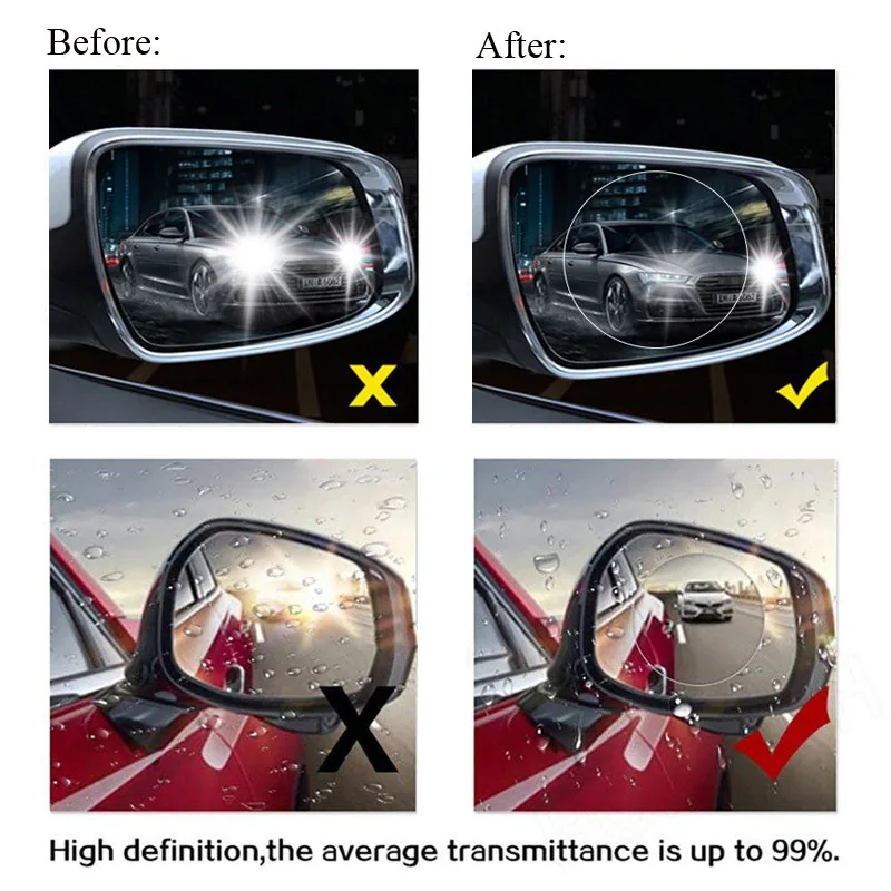 2 шт. автомобиля анти водяной туман пленка анти туман Нано покрытие непромокаемое зеркало заднего вида окно защитная пленка 9,5 см в диаметре