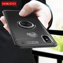 

MAKAVO For Xiaomi Redmi Note 5 Pro Case Finger Ring Magnetic Car Holder Soft Silicone Back Cover For Redmi Note 5 Phone Cases