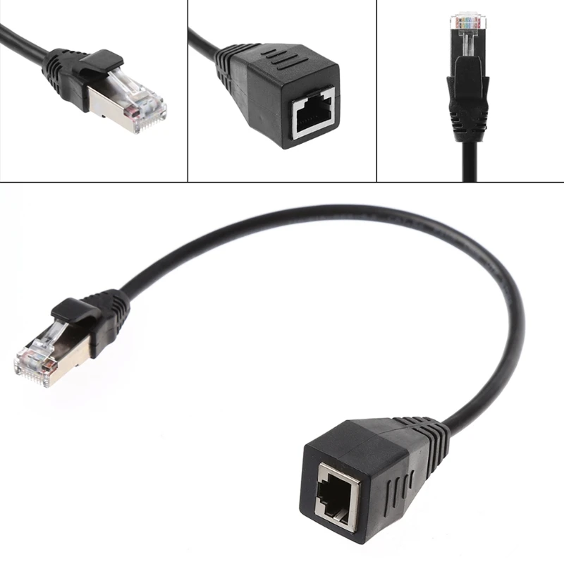 

30cm/60cm/1m/1.5m RJ45 Cat5e Male To Female Shielded Panel Mount Ethernet Network Extension Cable #R179T# Drop ship