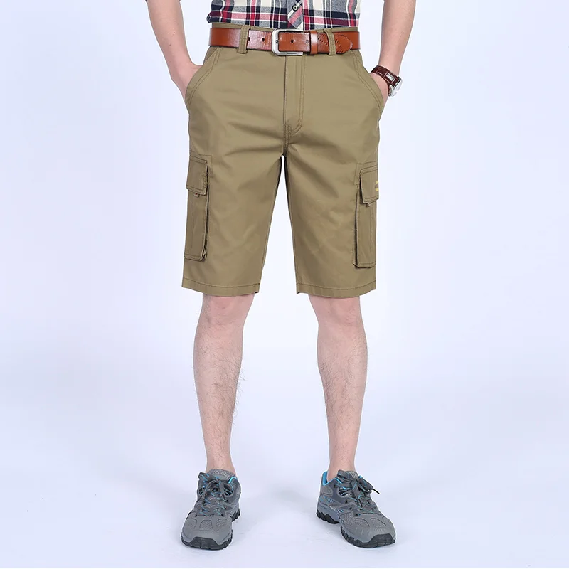Мужские Мешковатые многокарманные шорты милитари повседневные хлопковые пляжные шорты брюки мужские свободные Бриджи бермуды Рабочая одежда Большие размеры