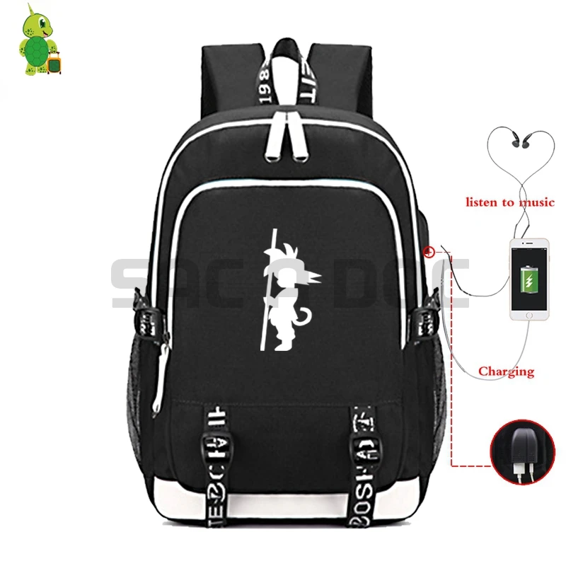 Светящийся холщовый рюкзак с драконом, Супер Саян Гоку, Вегета, школьные сумки для подростков, мальчиков и девочек, рюкзак для ноутбука, дорожные сумки - Цвет: 30
