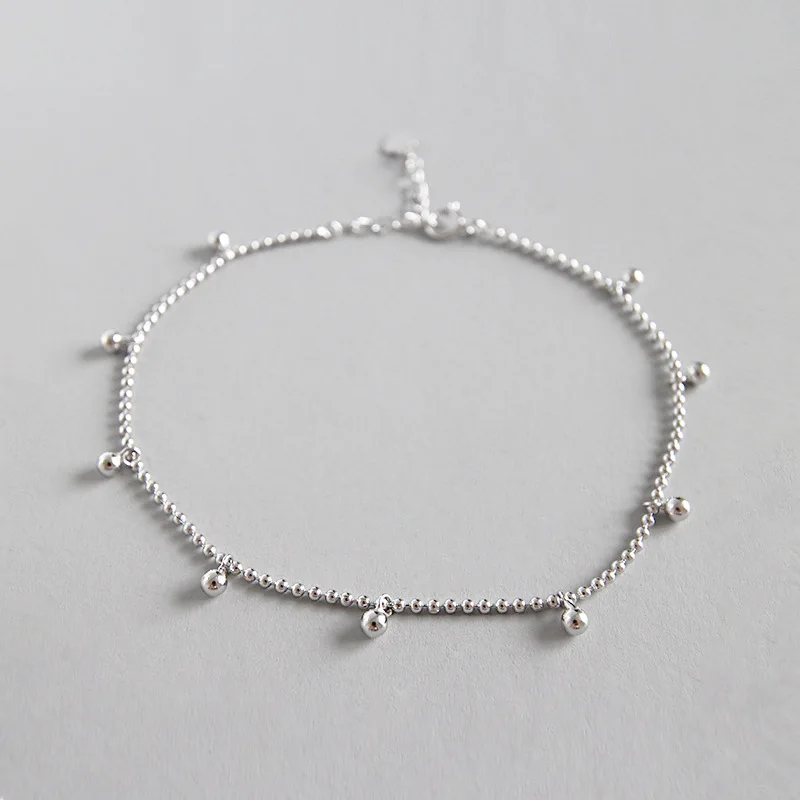 

Real 925 Sterling Silver Anklet For Women 2019 Round Beads Anklet Feet Bracelet Cheville Ankle Bracelets For Women Leg Chain
