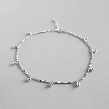 

Real 925 Sterling Silver Anklet For Women 2020 Round Beads Anklet Feet Bracelet Cheville Ankle Bracelets For Women Leg Chain