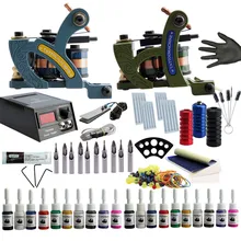 Профессиональный тату-набор 2 тату-машинки с ЖК-питанием 20 шт. пигментные чернила боди-арт Перманентный макияж тату-набор