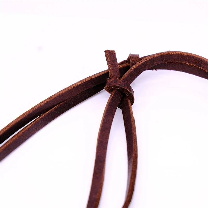 NIUYITID Arrow Pendant Necklace Men Brown 100% Genuine Leather Necklace Jewelry Adjustable Male Vintage Collier Kolye  (3)