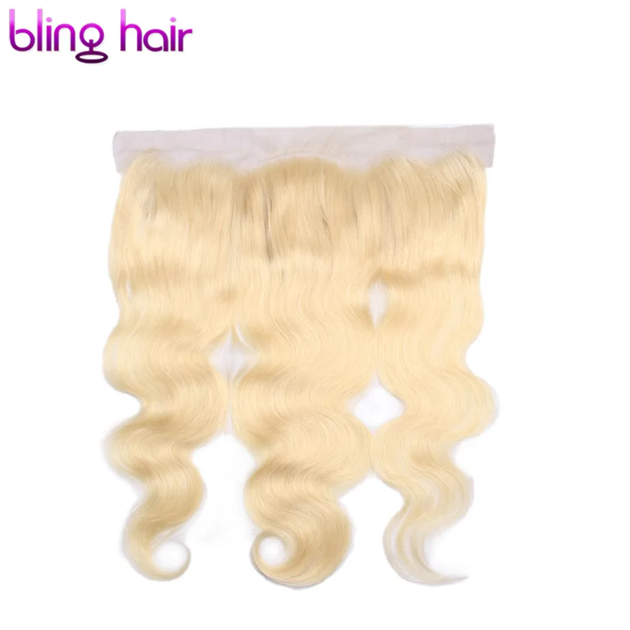 Bling Hair бразильские объемные Волнистые Кружева Фронтальная застежка 13*4 Средняя/свободная/три части с детскими волосами Remy 1b/613 блонд - Цвет: #613